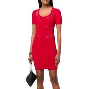 Alexander Wang Pin Pierce Bodycon Dress in Red Size Small